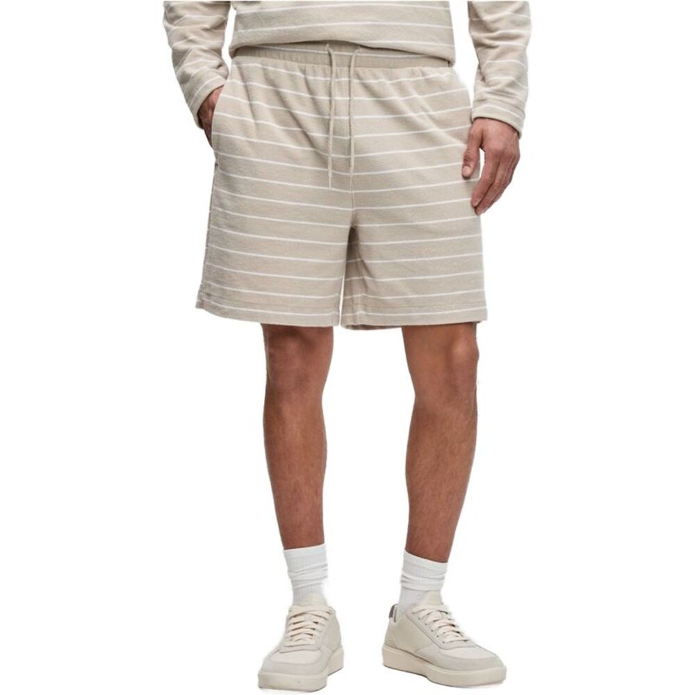 Mode Of One Mens Horizontal-Stripe Terry Casual Bermuda Shorts, NWT